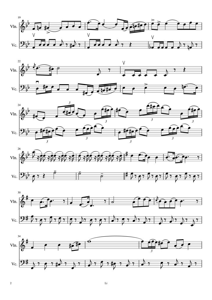 Page 2 of the piano sheet music PDF Piano – Toreador Song(Votre toast,je peux le rendre) Duet for Violin and Cello Piano by Georges Bizet