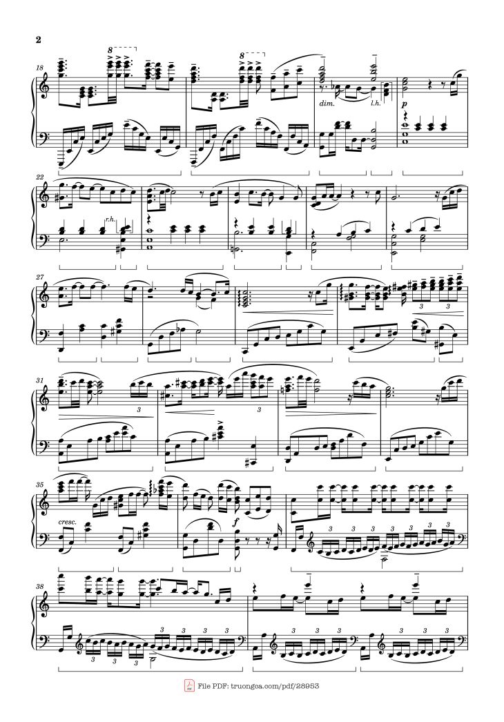 Page 2 of the piano sheet music PDF Piano – My Dearest Piano by Original Artist: supercell