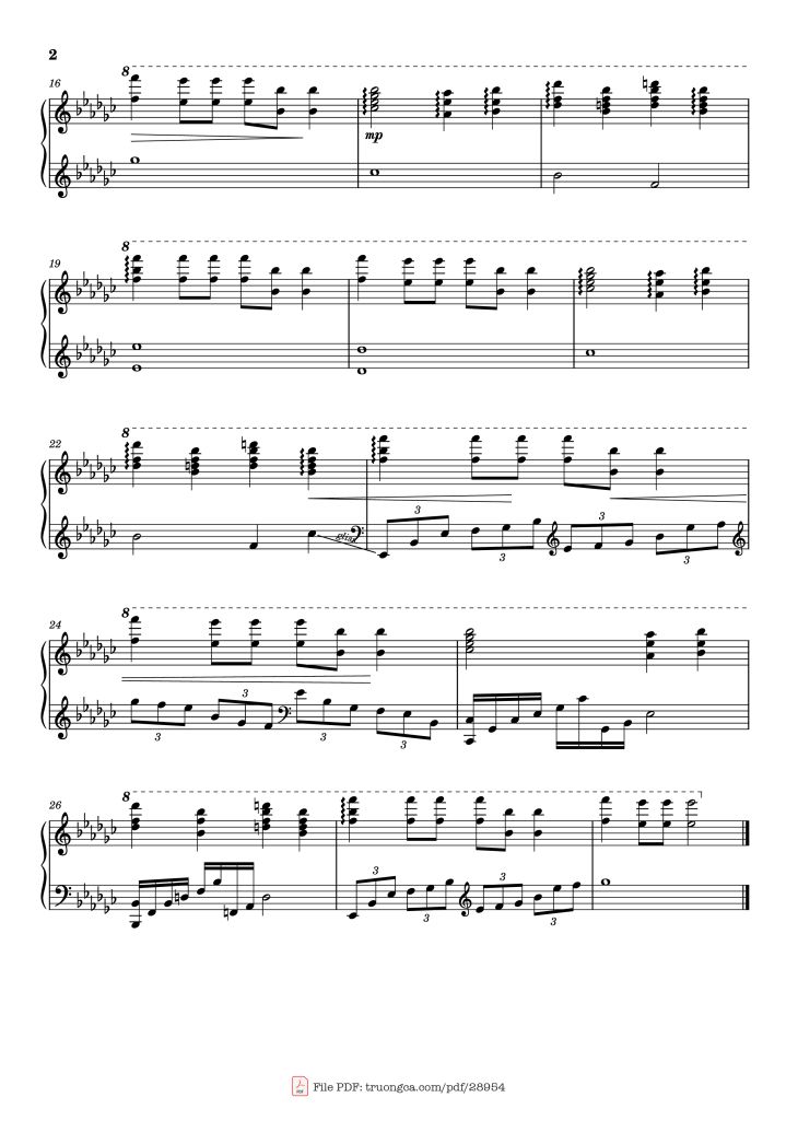 Page 2 of the piano sheet music PDF Piano – Sweetly Piano by Lord Kael