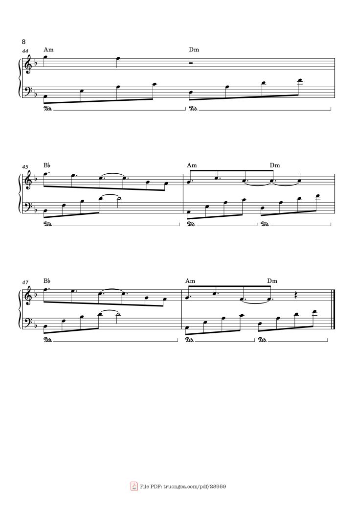 Page 8 of the piano sheet music PDF Piano – Có chắc yêu là đây Piano by Sơn Tùng  M-TP