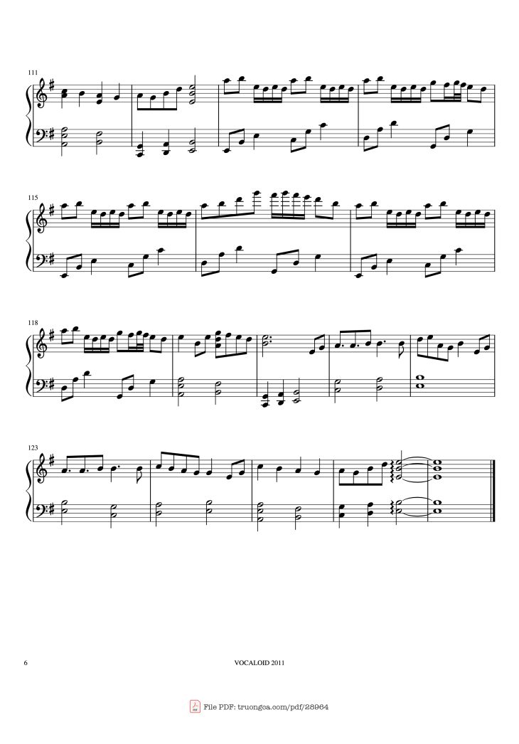 Page 6 of the piano sheet music PDF Piano – Senbonzakura Piano by Undefined