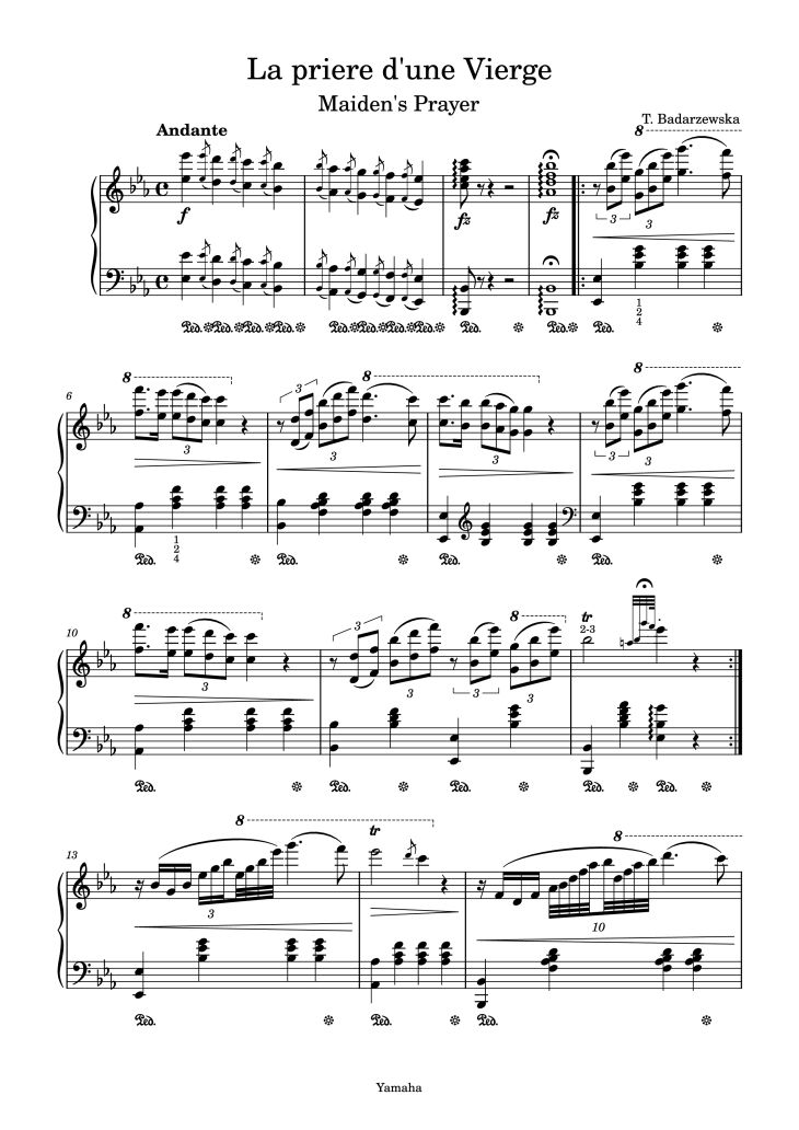 Page 1 of the piano sheet music PDF Piano – La priere d