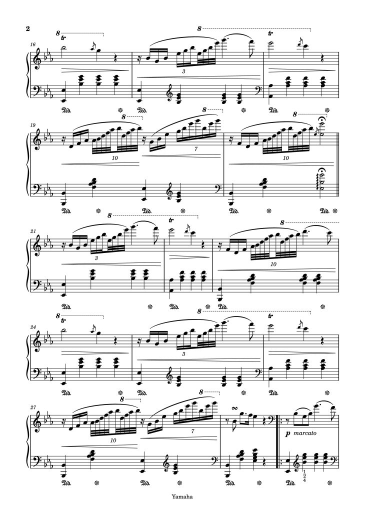 Page 2 of the piano sheet music PDF Piano – La priere d