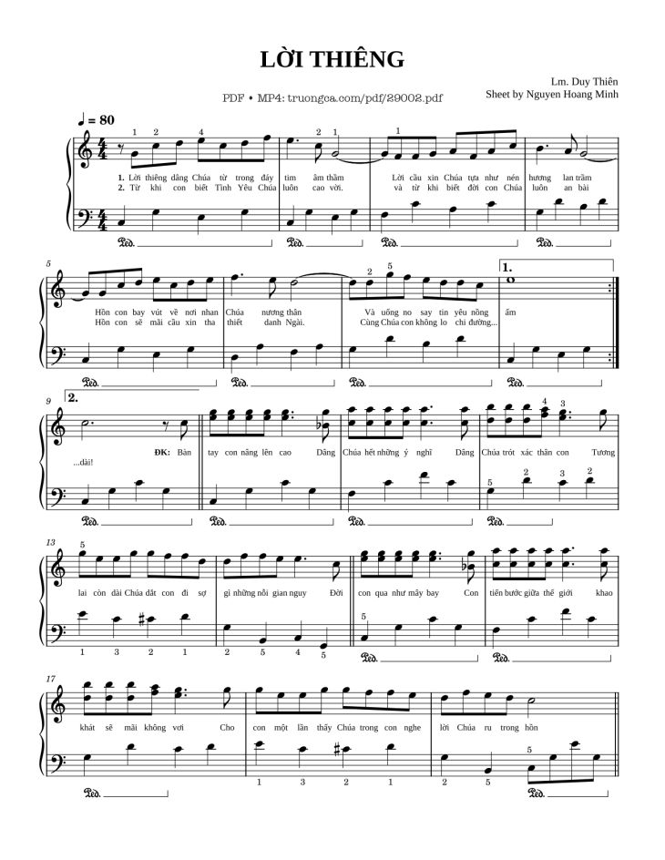 Page 1 of the piano sheet music PDF Piano – Lời Thiêng Piano by Lm. Duy Thiên