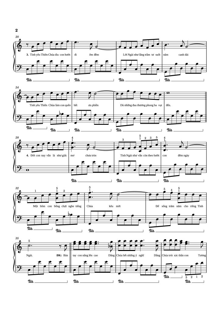 Page 2 of the piano sheet music PDF Piano – Lời Thiêng Piano by Lm. Duy Thiên