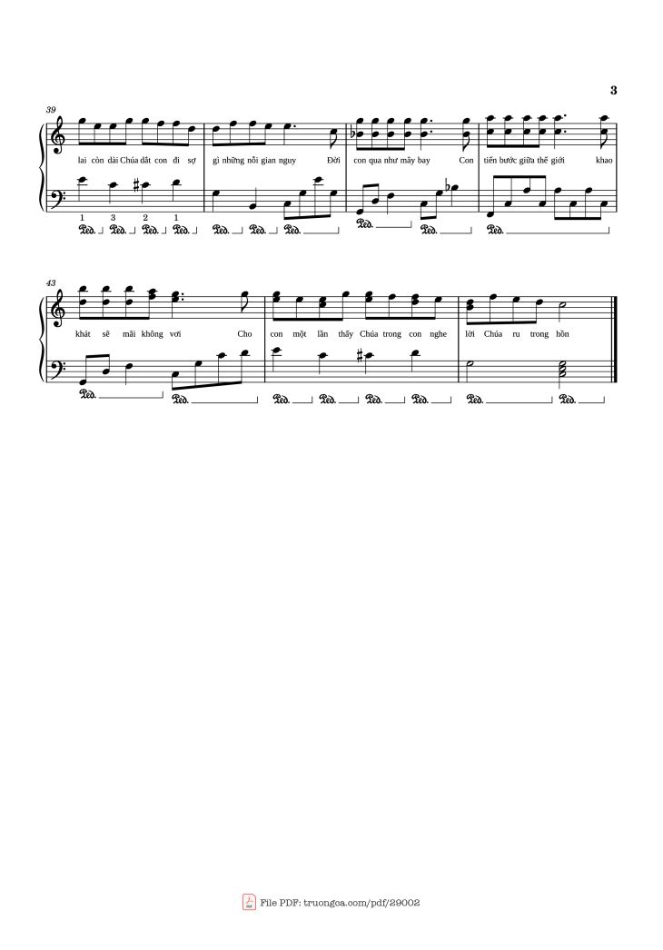 Page 3 of the piano sheet music PDF Piano – Lời Thiêng Piano by Lm. Duy Thiên