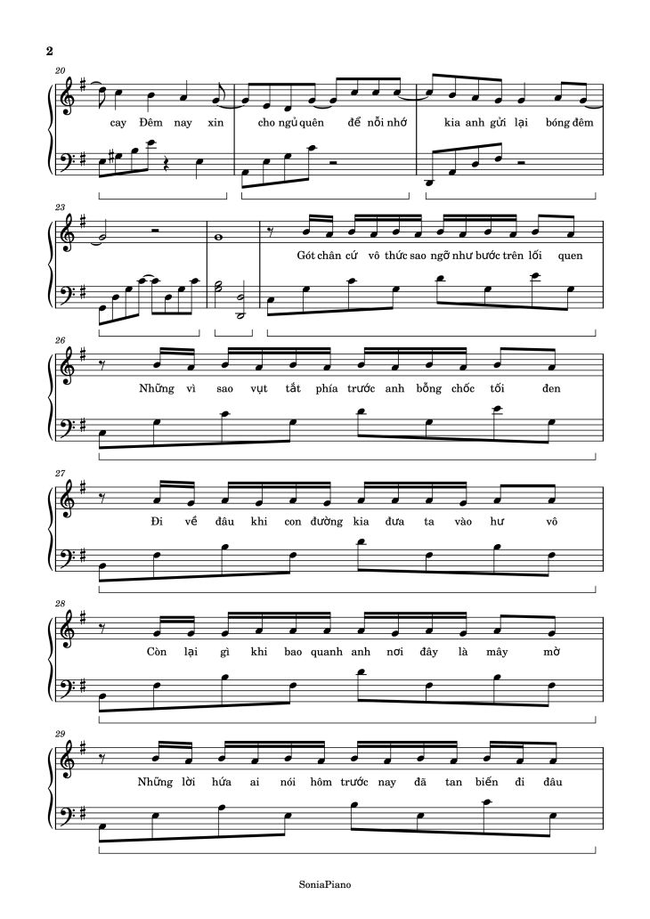 Page 2 of the piano sheet music PDF – Nước Mắt Em Lau Bằng Tình Yêu Mới Piano by Da Lab