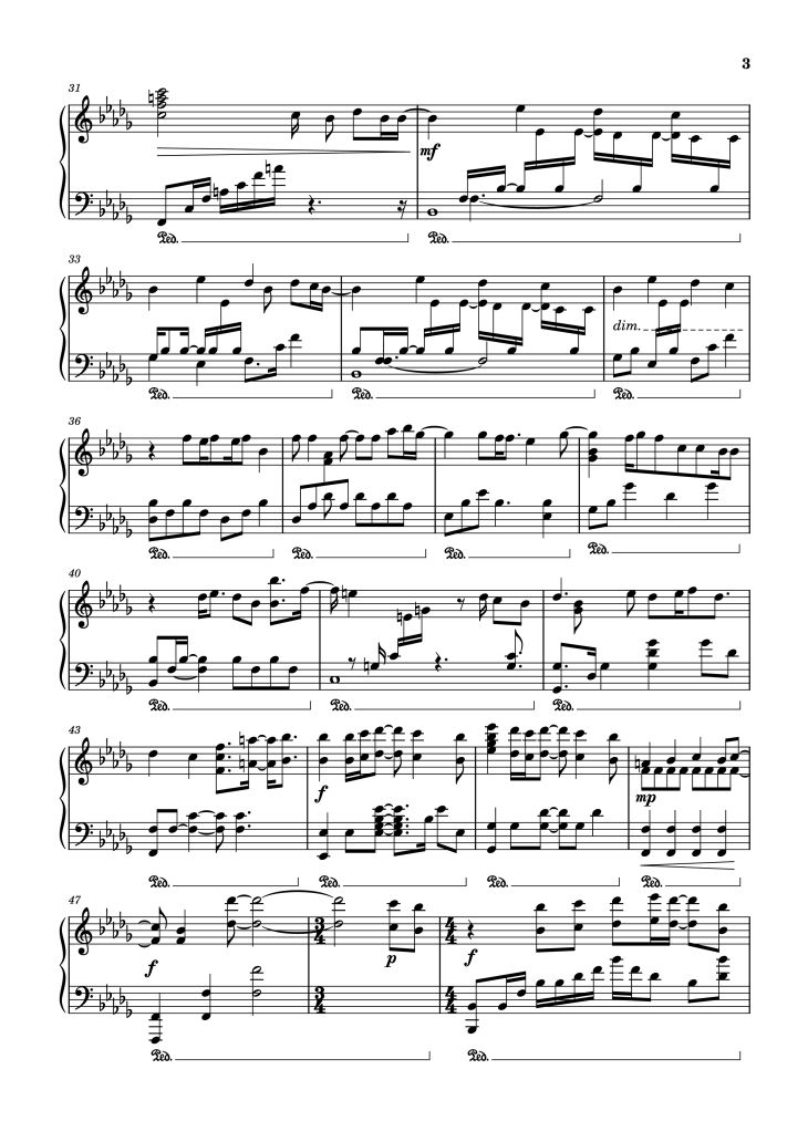 Page 3 of the piano sheet music PDF Piano – Guns for Hire Piano by Composed by: Woodkid