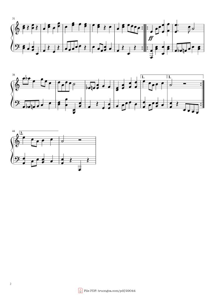 Page 2 of the piano sheet music PDF Piano – GrassWalk Piano by Undefined