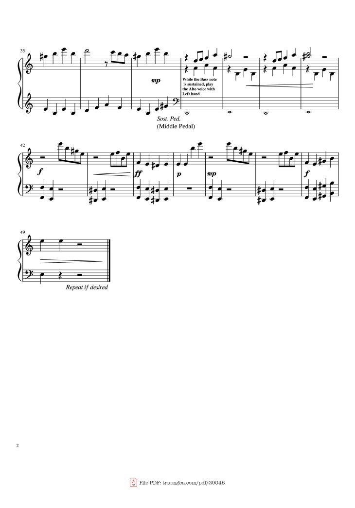 Page 2 of the piano sheet music PDF Piano – Plants Vs Zombies Night Theme Piano by Alexander Ning