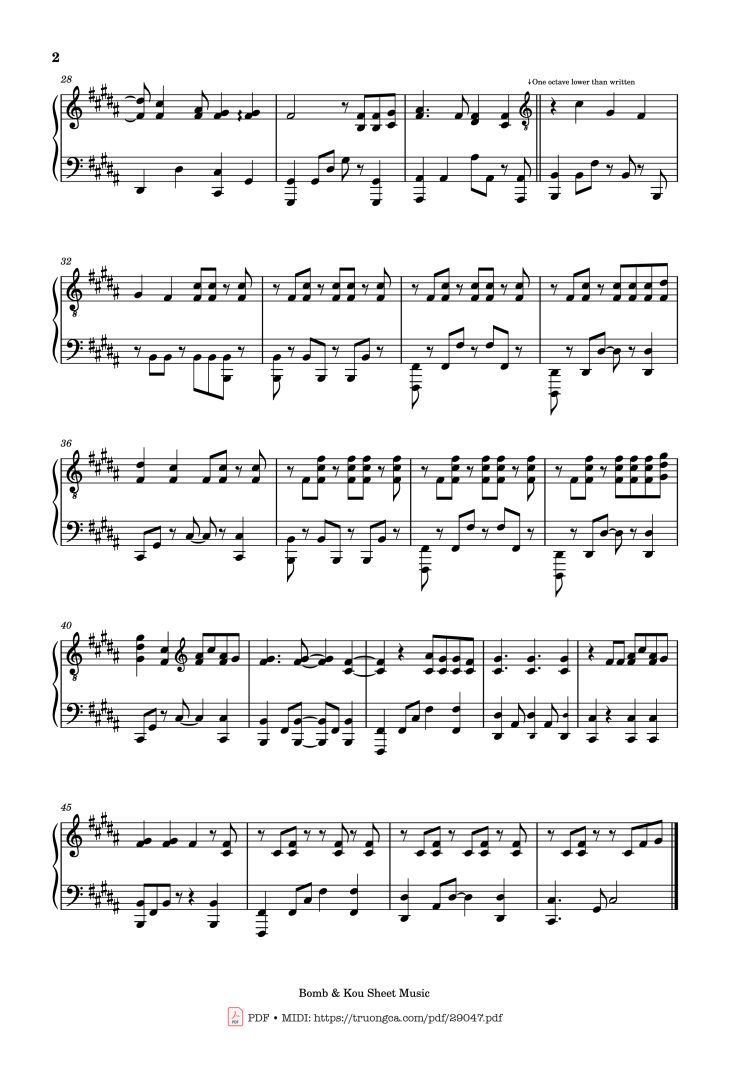 Page 2 of the piano sheet music PDF Piano – I Really Want to Stay At Your House Piano by Rosa Walton