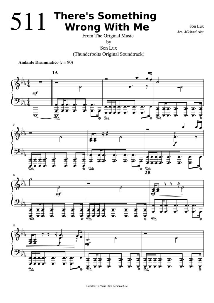 Page 1 of the piano sheet music PDF Piano – There