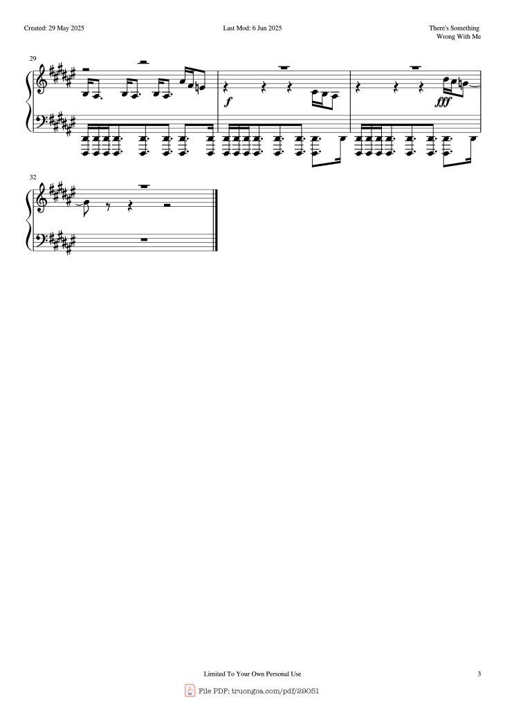 Page 3 of the piano sheet music PDF Piano – There