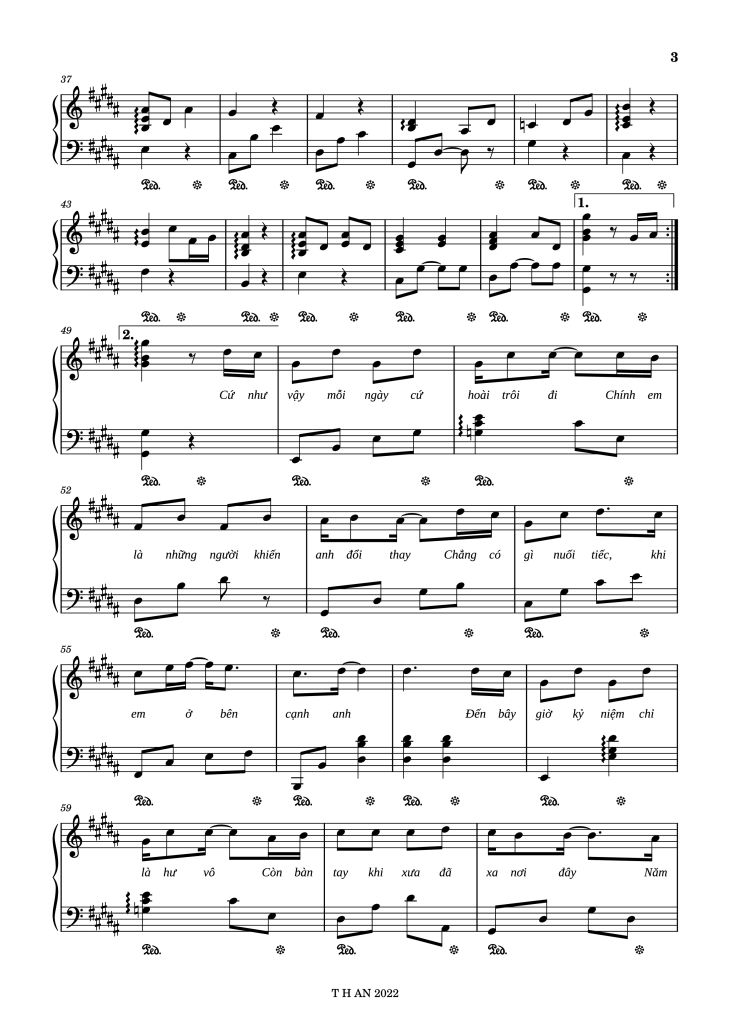 Page 3 of the piano sheet music PDF Piano – 3107-4 W/n ft Erik, Nâu Piano by W/n x Erik ft Nâu