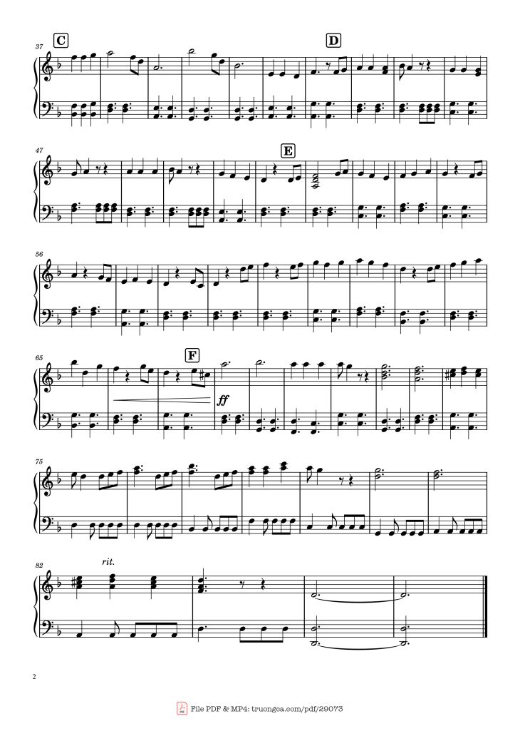 Page 2 of the piano sheet music PDF Piano – He