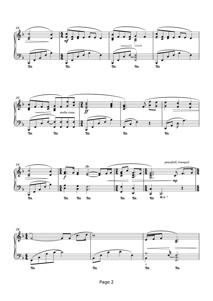Page 2 of the piano sheet music PDF Piano – That Next Place Piano by Thomas Newman