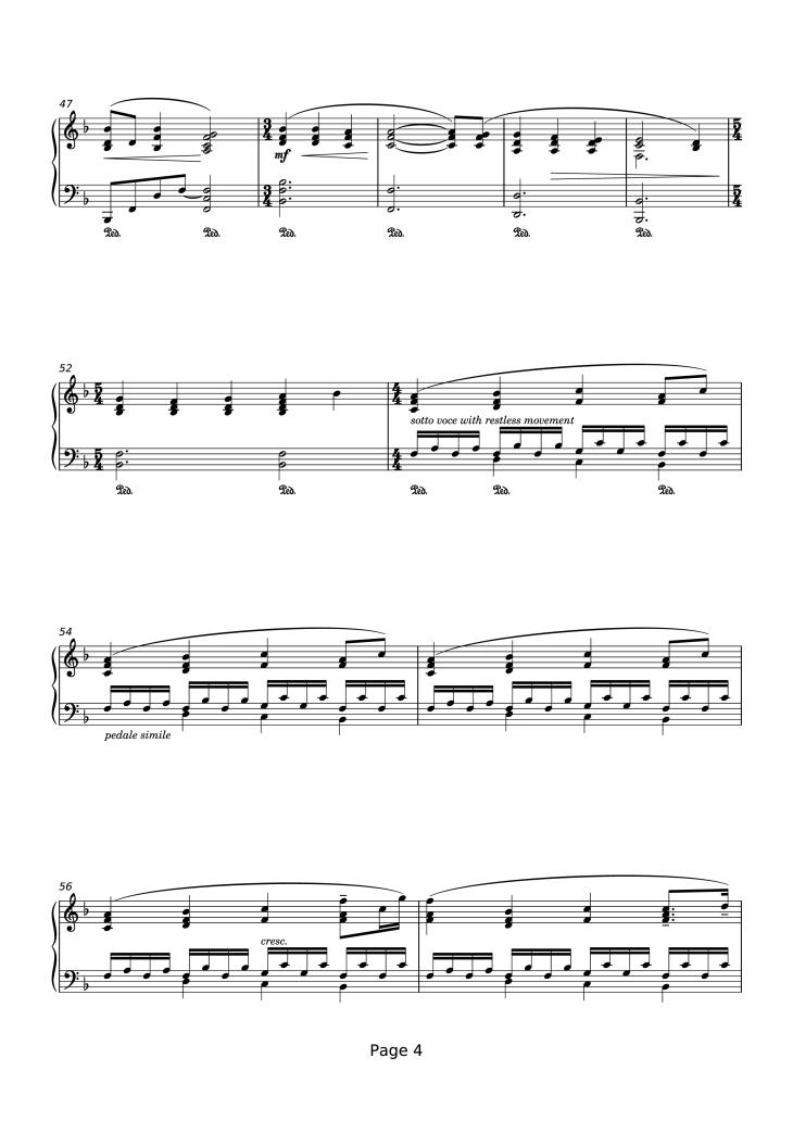 Page 4 of the piano sheet music PDF Piano – That Next Place Piano by Thomas Newman