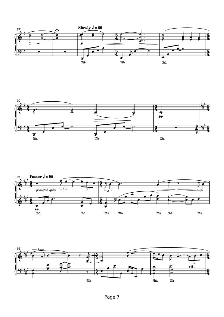 Page 7 of the piano sheet music PDF Piano – That Next Place Piano by Thomas Newman