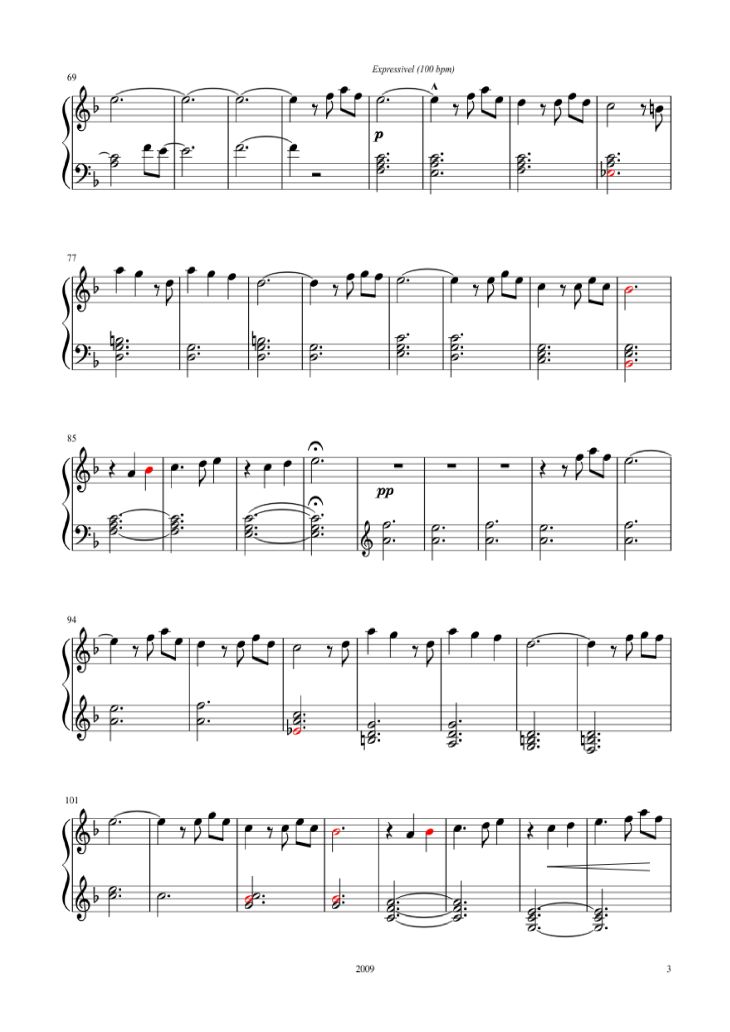 Page 3 of the piano sheet music PDF Piano – Up With Titles - Main Theme - Disney Pixar
