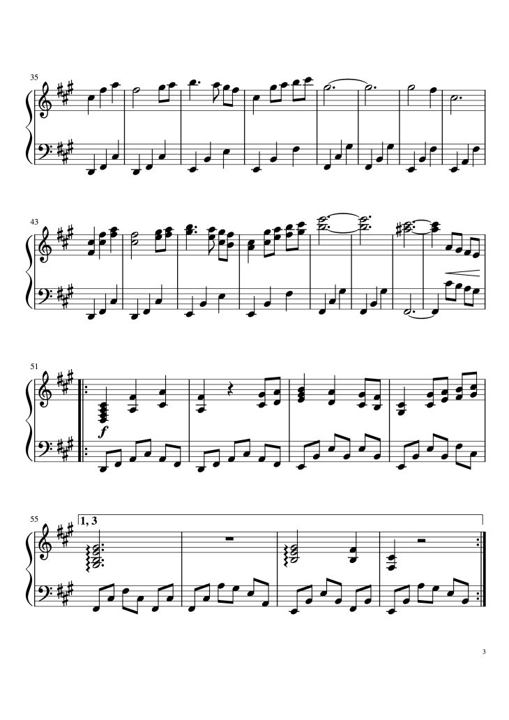 Page 3 of the piano sheet music PDF Piano – An Ending Piano by Toby Fox