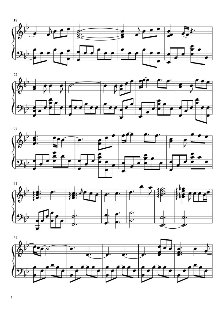 Page 2 of the piano sheet music PDF Piano – Calum Scott - You Are The Reason Piano Sheet by Simple Piano Edit