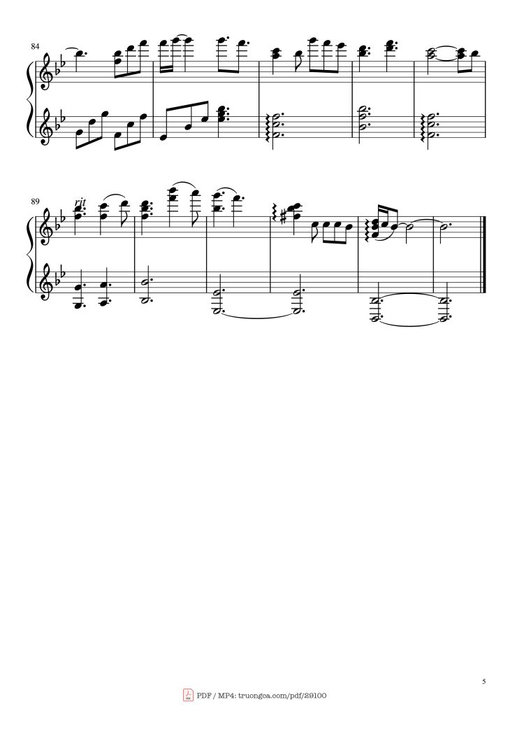 Page 5 of the piano sheet music PDF Piano – Calum Scott - You Are The Reason Piano Sheet by Simple Piano Edit