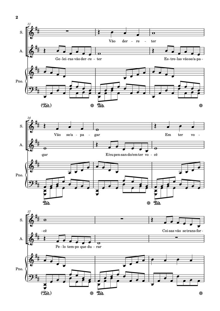 Page 2 of the piano sheet music PDF Piano – Pelo Tempo Que Durar Piano by Marisa Monte