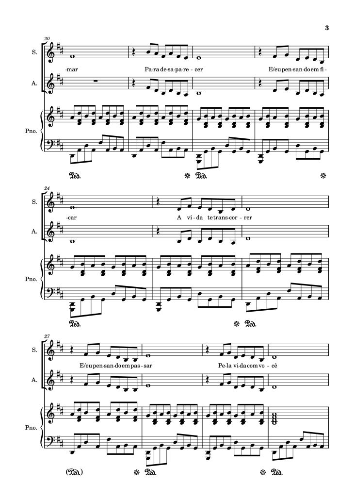 Page 3 of the piano sheet music PDF Piano – Pelo Tempo Que Durar Piano by Marisa Monte