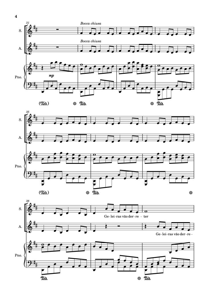 Page 4 of the piano sheet music PDF Piano – Pelo Tempo Que Durar Piano by Marisa Monte