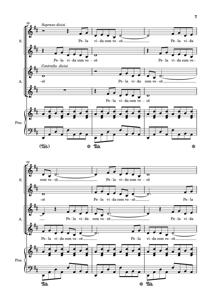 Page 7 of the piano sheet music PDF Piano – Pelo Tempo Que Durar Piano by Marisa Monte
