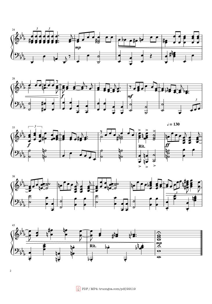 Page 2 of the piano sheet music PDF Piano – You