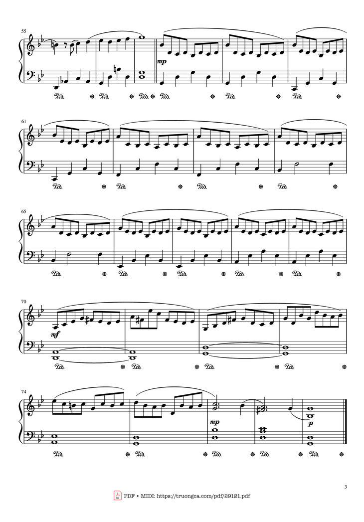 Page 3 of the piano sheet music PDF Piano – G Minor Piano by Johann Sebastian Bach