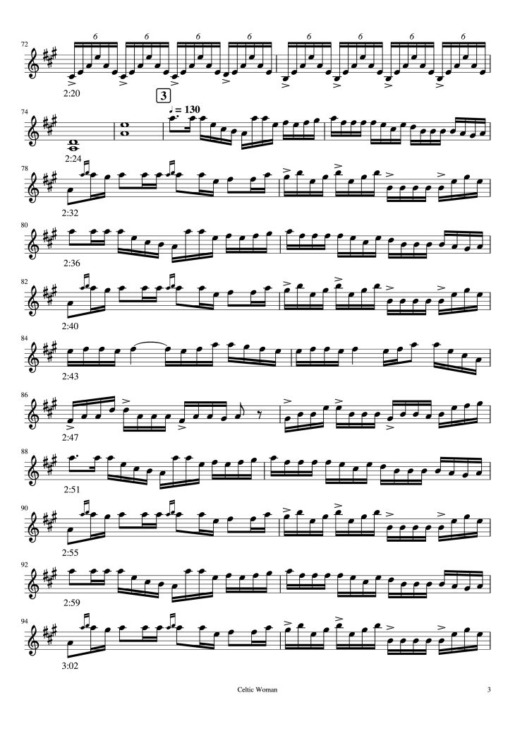 Page 3 of the piano sheet music PDF Piano – Granuaile
