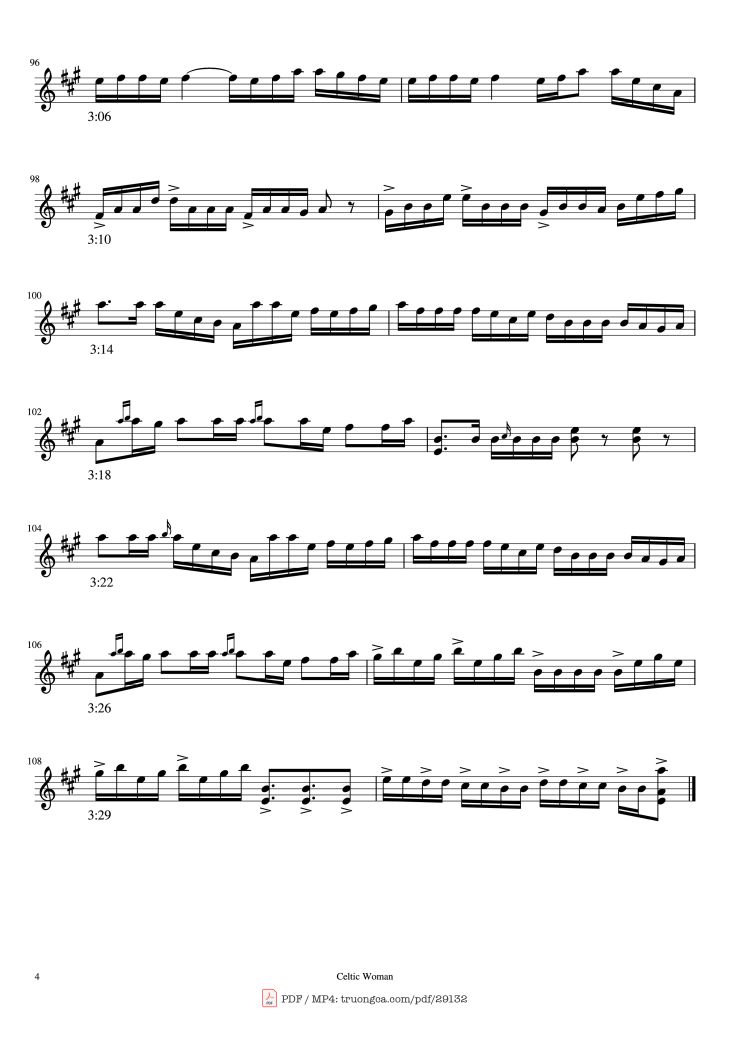 Page 4 of the piano sheet music PDF Piano – Granuaile