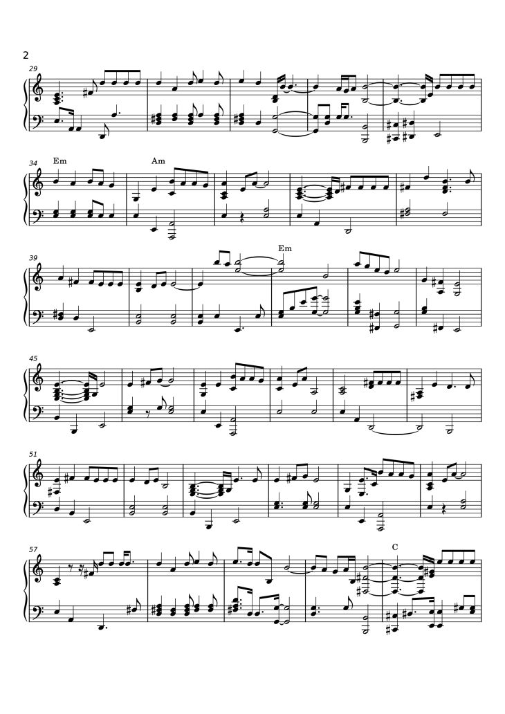 Page 2 of the piano sheet music PDF Piano – Tình Nhạt Phai Piano (一起走过的日子) by Andy Lau