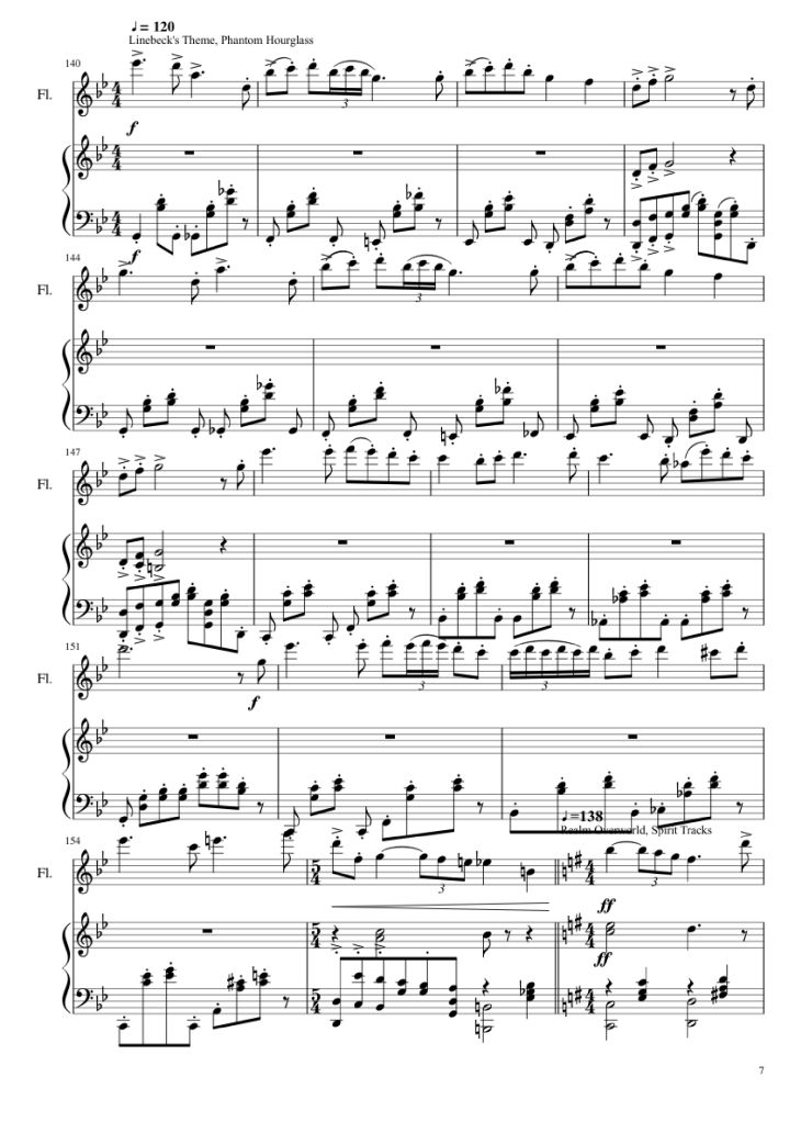 Page 7 of the piano sheet music PDF Piano – Zelda Medley Piano by Undefined