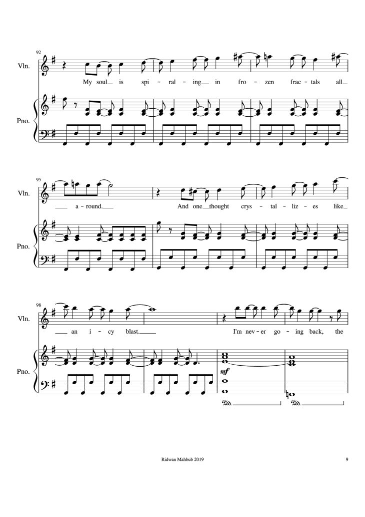 Page 9 of the piano sheet music PDF Piano – Let It Go Piano by Bobby Lopez