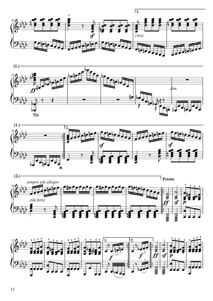 Page 12 of the piano sheet music PDF Piano – Sonate No. 23, Appassionata 3rd Movement by Ludwig van Beethoven