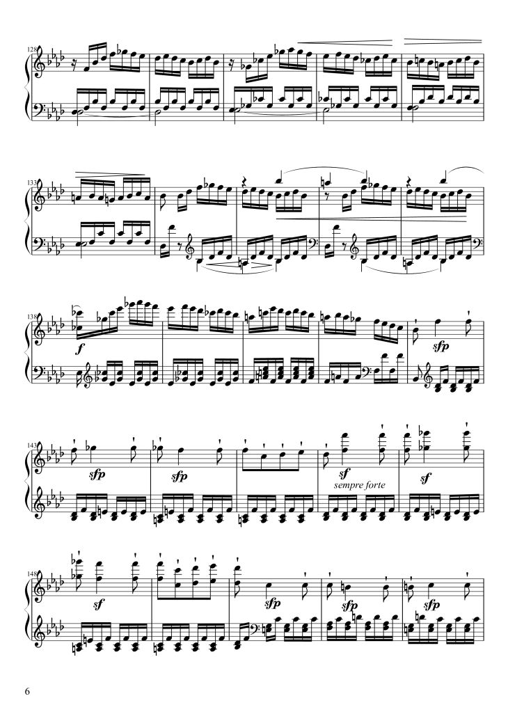 Page 6 of the piano sheet music PDF Piano – Sonate No. 23, Appassionata 3rd Movement by Ludwig van Beethoven
