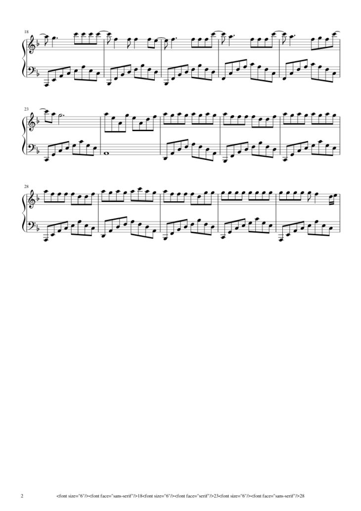 Page 2 of the piano sheet music PDF Piano – Reset Piano by Transcribed by Keung