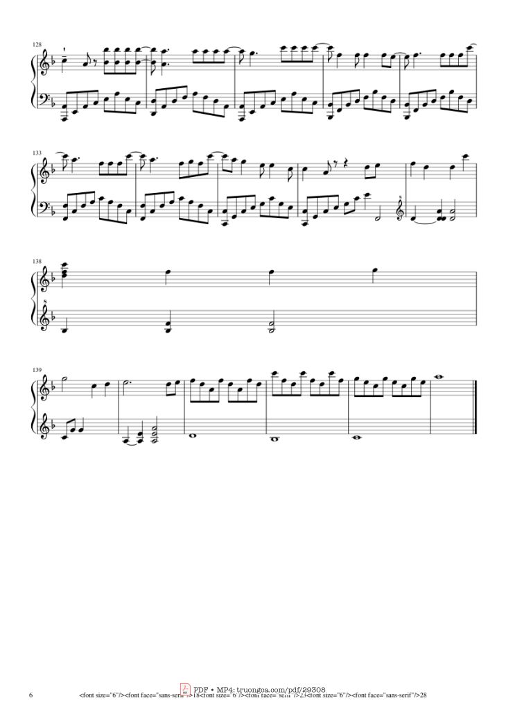 Page 6 of the piano sheet music PDF Piano – Reset Piano by Transcribed by Keung