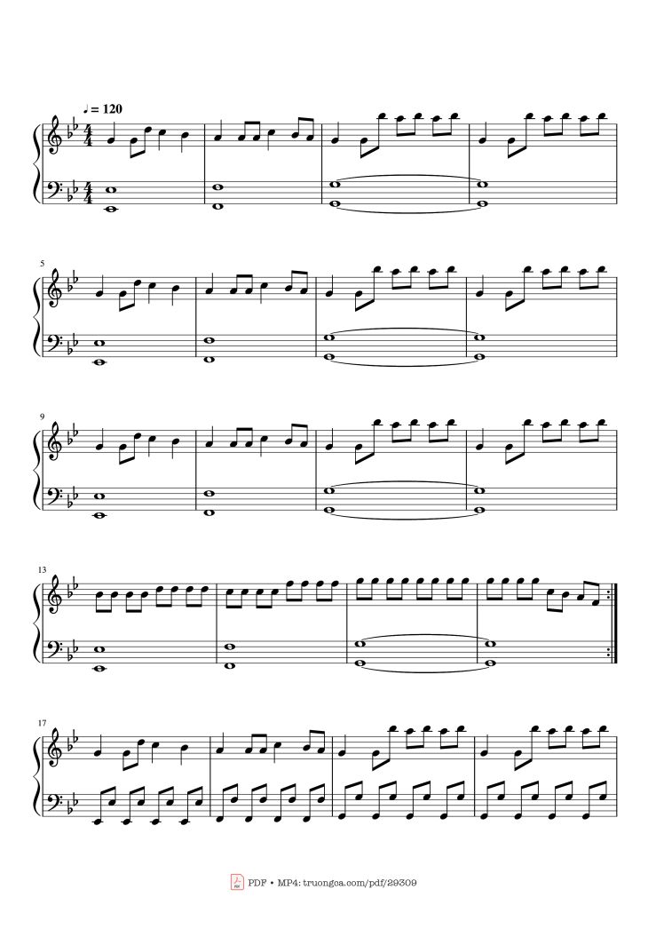 Page 1 of the piano sheet music PDF Piano – Coffin Dance Easy Piano by Benjamin Aidoo