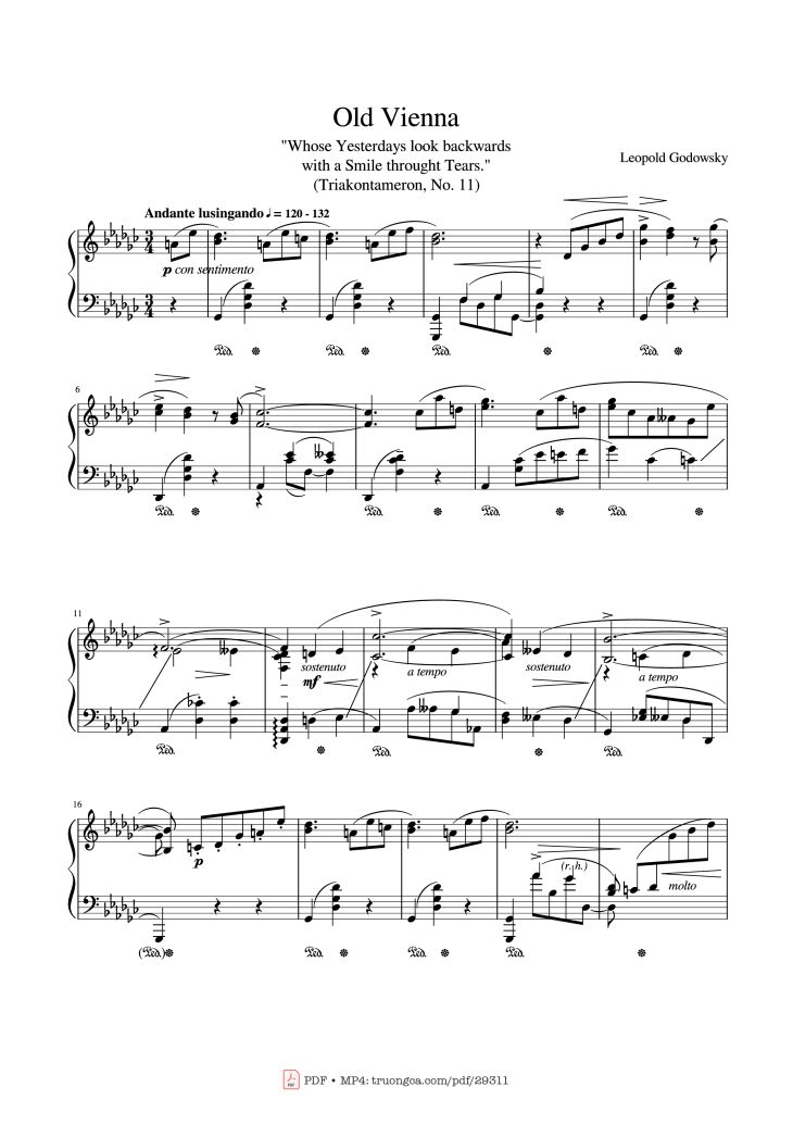 Page 1 of the piano sheet music PDF – Old Vienna Piano by Leopold Godowsky