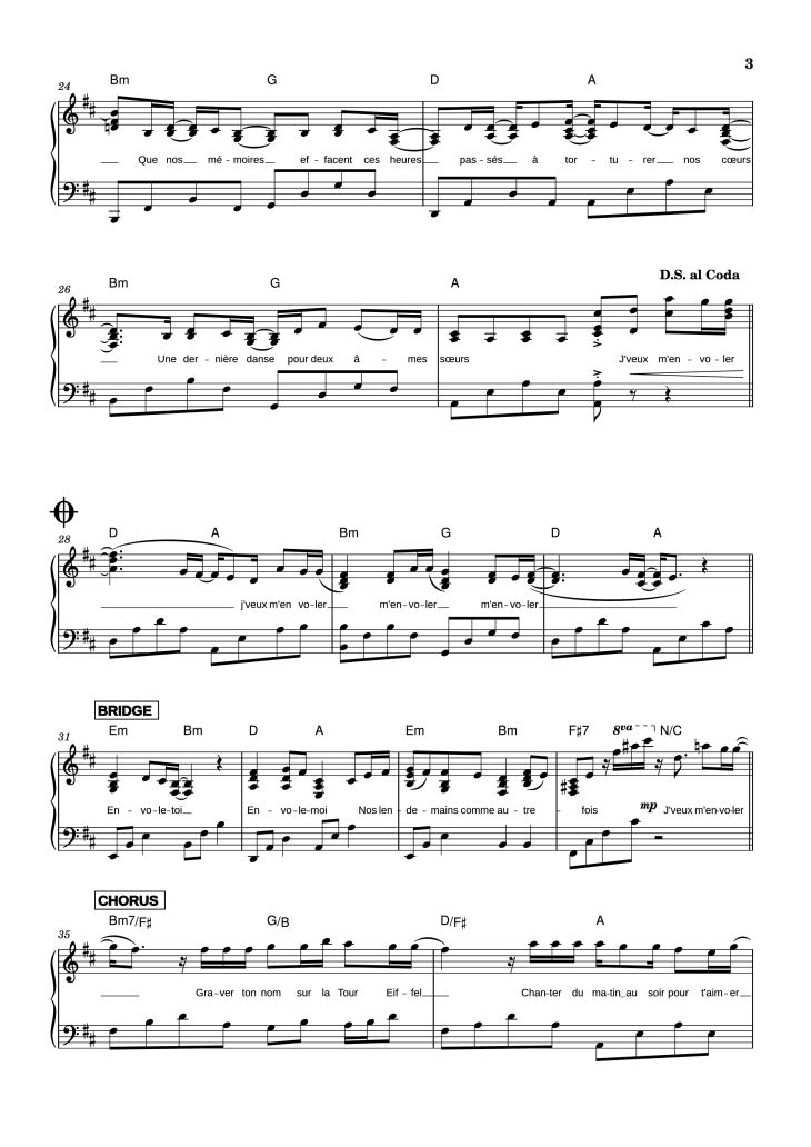 Page 3 of the piano sheet music PDF Piano – M