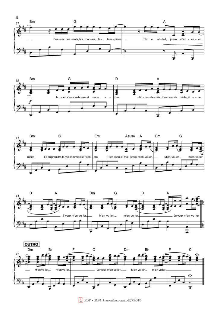 Page 4 of the piano sheet music PDF Piano – M