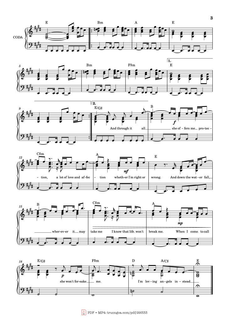 Page 3 of the piano sheet music PDF Piano – Angels Piano by Undefined