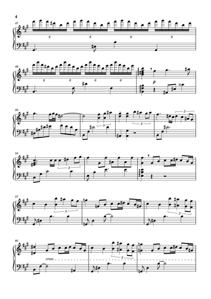 Page 4 of the piano sheet music PDF Piano – Lady Grinning Soul Piano by Words & Music by David Bowie
