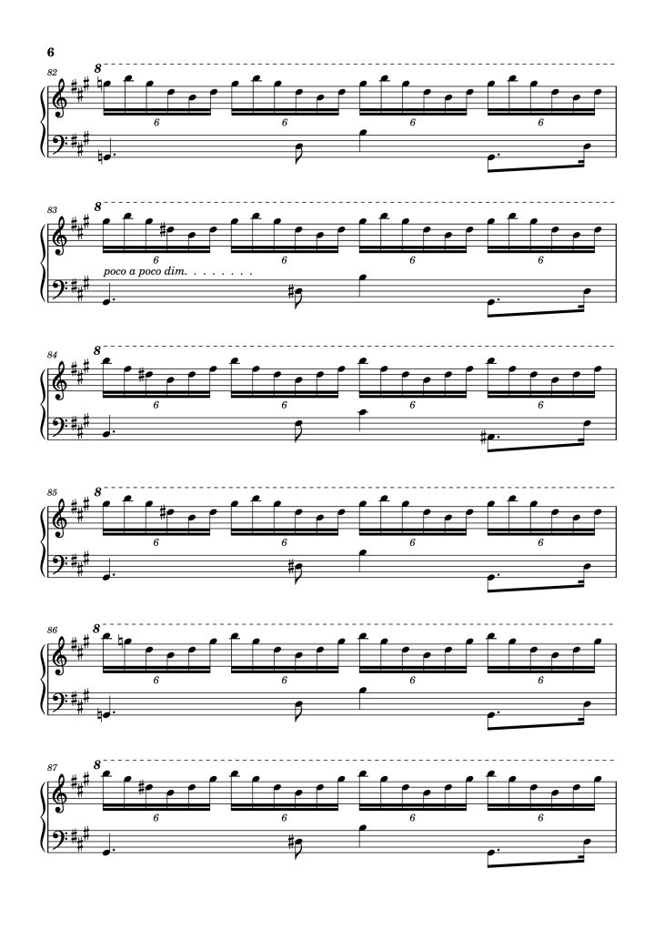 Page 6 of the piano sheet music PDF Piano – Lady Grinning Soul Piano by Words & Music by David Bowie