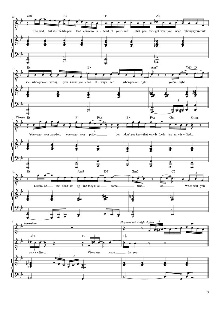 Page 3 of the piano sheet music PDF Piano – Vienna Piano by Words and Music by