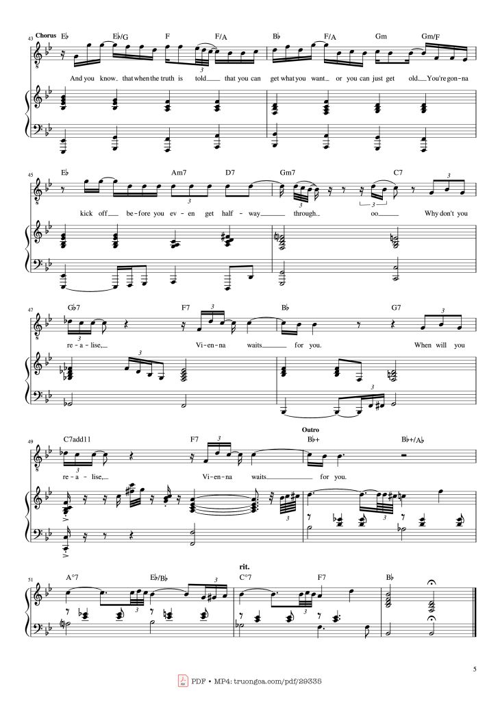 Page 5 of the piano sheet music PDF Piano – Vienna Piano by Words and Music by
